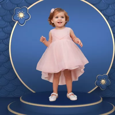 Rochie Tul  roz cu sclipici- Abel&lula   6-9 luni 75 cm