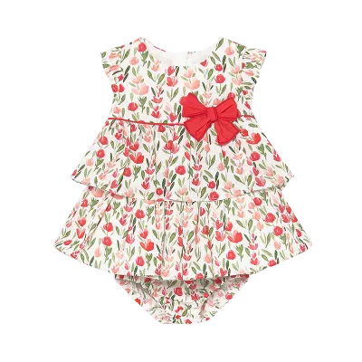 Rochie imprimeu - maci + chilotei - Mayoral 12 luni