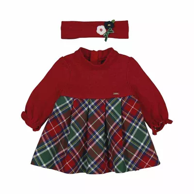 Rochita rosie combinata carouri - Mayoral  4-6 luni (70 cm)