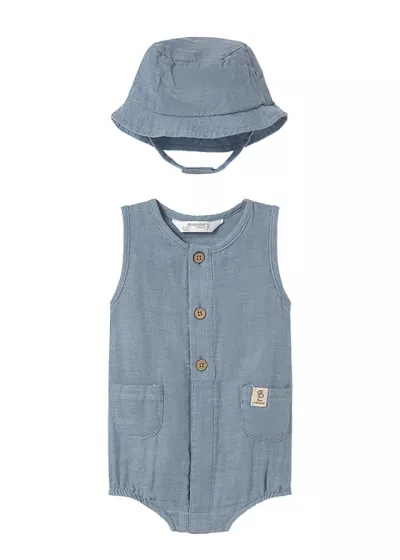 Salopeta cu palarie - albastru - Mayoral  6-9 luni