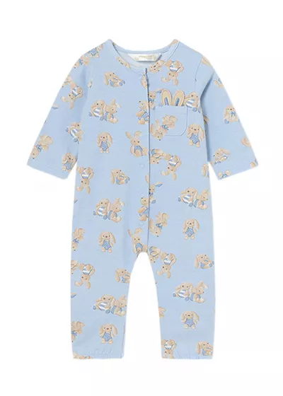 Salopeta (Pijama) BLEU  si  imprimeu iepurasi Better Cotton - Mayoral   4-6 luni (70 cm)