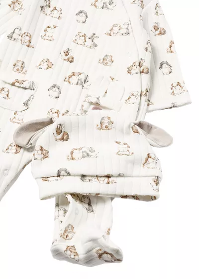 Salopeta (pijama)+caciulita - iepurasi - Mayoral   1-2 luni