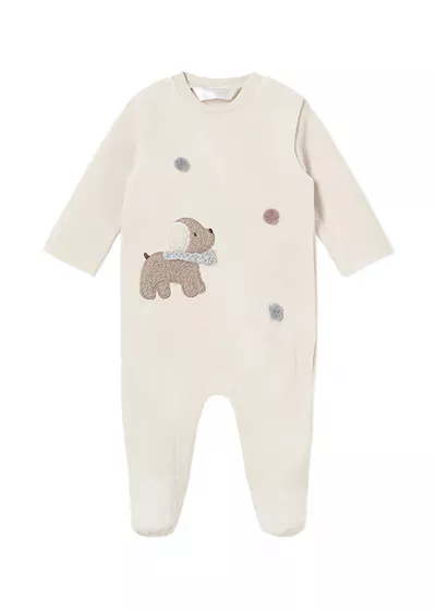 Salopeta (pijama) catifelata - crem - Mayoral   4-6 luni