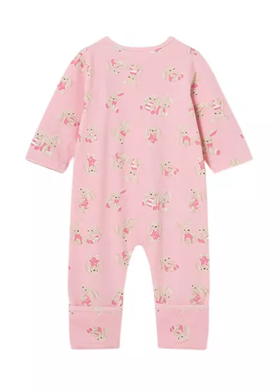 Salopeta (Pijama) roz  si  imprimeu iepurasi Better Cotton - Mayoral   4-6 luni (70 cm)