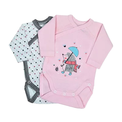 Set 2 body cu maneca lunga - Arici / Inimioare