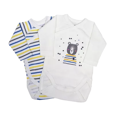 Set 2 body cu maneca lunga - Ursulet / Dungi 