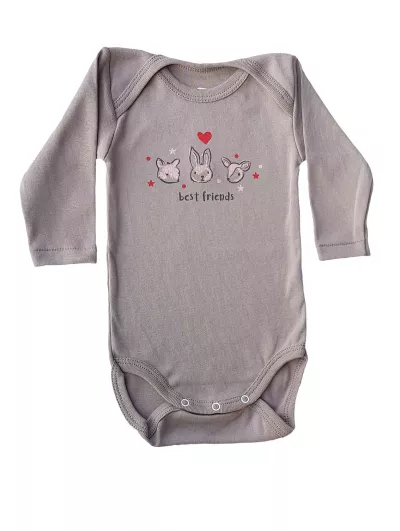 Set 2 body uri cu maneca lunga Alb/Bej  Best frends 12 luni