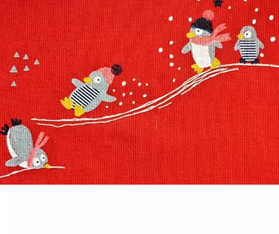 Set 2 body uri cu maneca scurta alb/rosu Pinguini 12 luni