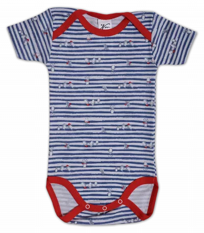 Set 2 body uri cu maneca lunga alb/rosu Pinguini 18 luni