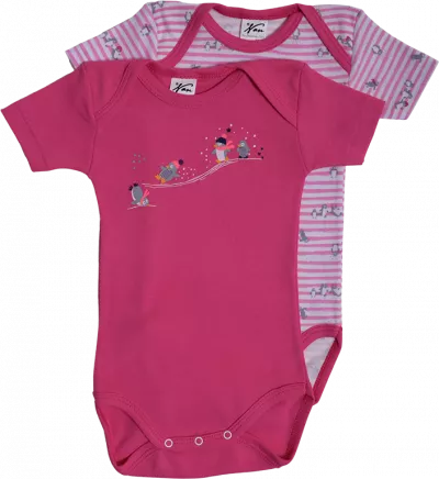 Set 2 body uri cu maneca lunga alb/roz Pinguini 12 luni (23741)