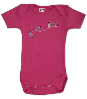Set 2 body uri cu maneca lunga alb/roz Pinguini 2 ani