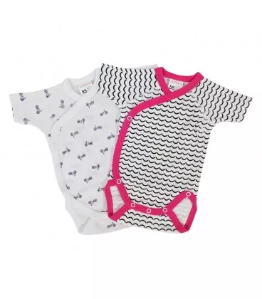 Set 2 body uri cu maneca scurta alb/albastru Biciclete
