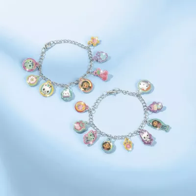 Set 2 in 1 Gabby's Dollhouse -  Bratari cu pandantive & carioci de suflat