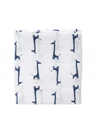 Set 2 museline 120x120 cm, model Giraf indigo blue