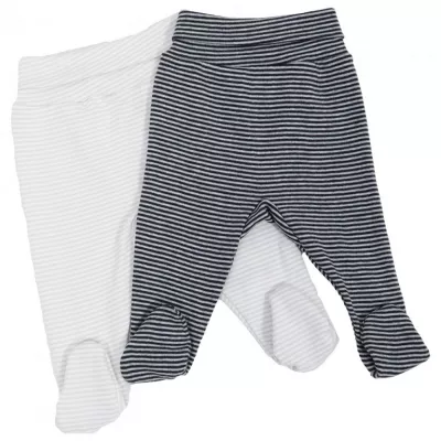 Set 2 pantaloni cu botosi - Dungute negru/ gri