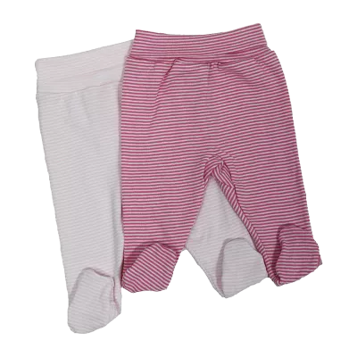 Set 2 pantaloni cu botosi  - Dungute roz / rosu 