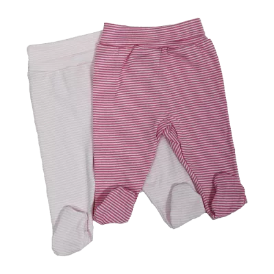 Set 2 pantaloni cu botosi  - Dungute roz / rosu 6 luni