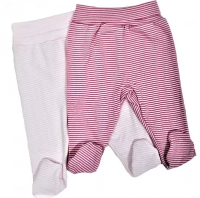 Set 2 pantaloni cu botosi  - Dungute roz / rosu 