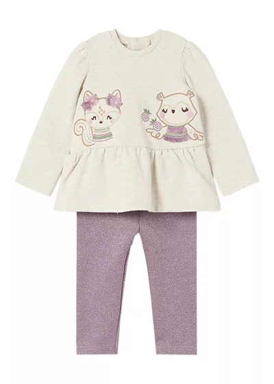 Set 2 piese - Bluza cu volane + Pantaloni cu sclipici- Mayoral   36 luni