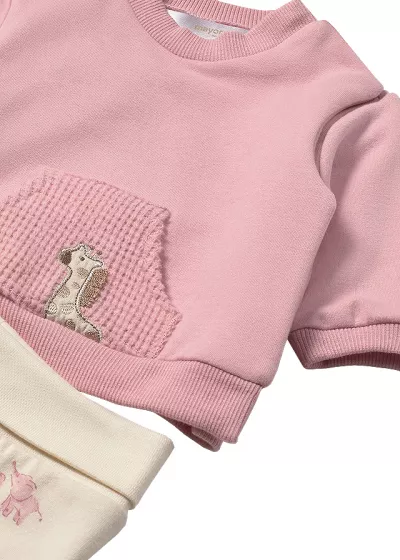 Set 2 piese - Bluza+pantaloni - roz/crem - Mayoral  6-9 luni