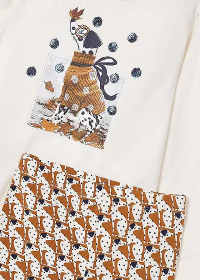 Set 2 piese - Colanti imprimati  Dalmatieni + Bluza - Mayoral  