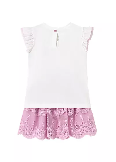 Set 2 piese - Fusta tul brodat+tricou - fluturi - Mayoral  18 luni