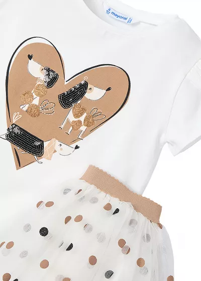 Set 2 piese - Fusta tul+tricou - catei - Mayoral   7 ani