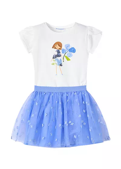 Set 2 piese - Fusta tul+tricou - flori - Mayoral