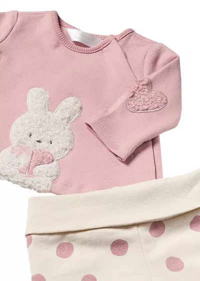Set 2 piese - Pantaloni cu botosei + Bluza - Iepurasi - Mayoral  1-2 luni