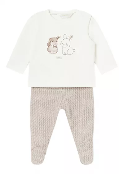 Set 2 piese - Pantaloni cu botosei + Bluza - Maro - Mayoral  4-6 luni