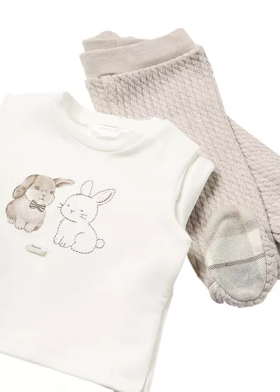 Set 2 piese - Pantaloni cu botosei + Bluza - Maro - Mayoral  4-6 luni