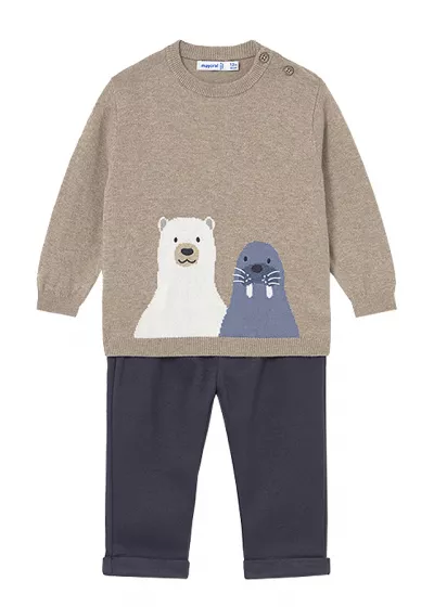 Set 2 piese - Pulover + pantaloni - gri/bleumarin - Mayoral 4 ani