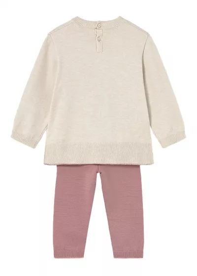 Set 2 piese - Pulover + pantaloni tricotati - bej/roz - Mayoral   4 ani
