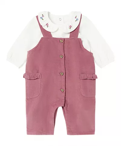 Set 2 piese - Salopeta + bluza maneca lunga si guler cu volan - Mayoral    4-6 luni