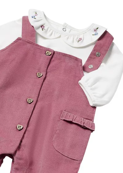 Set 2 piese - Salopeta + bluza maneca lunga si guler cu volan - Mayoral    4-6 luni