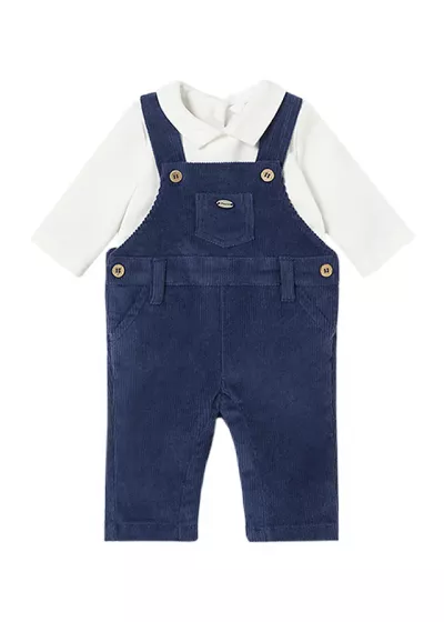 Set 2 piese - Salopeta velur cu bretele + bluza cu maneca lunga si guler - Mayoral    6-9 luni (75 cm)