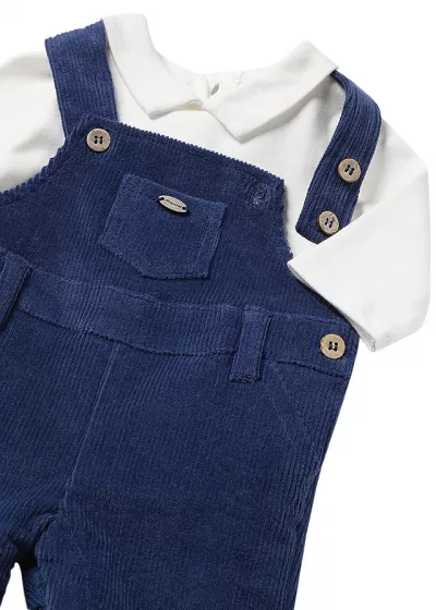 Set 2 piese - Salopeta velur cu bretele + bluza cu maneca lunga si guler - Mayoral    6-9 luni (75 cm)