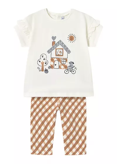 Set 2 piese - Tricou cu volanas+colanti - casuta - Mayoral  4 ani