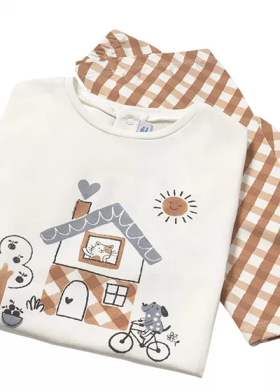 Set 2 piese - Tricou cu volanas+colanti - casuta - Mayoral  4 ani