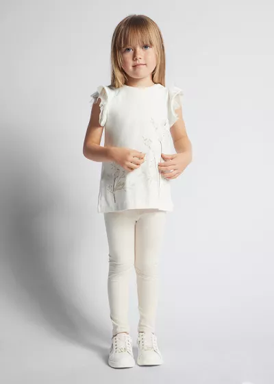 Set 2 piese alb Girl Better Cotton, bluza+pantaloni - Mayoral  7 ani (122 cm)