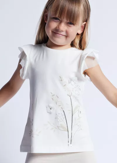 Set 2 piese alb Girl Better Cotton, bluza+pantaloni - Mayoral  7 ani (122 cm)