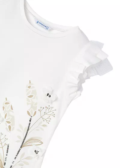 Set 2 piese alb Girl Better Cotton, bluza+pantaloni - Mayoral  7 ani (122 cm)