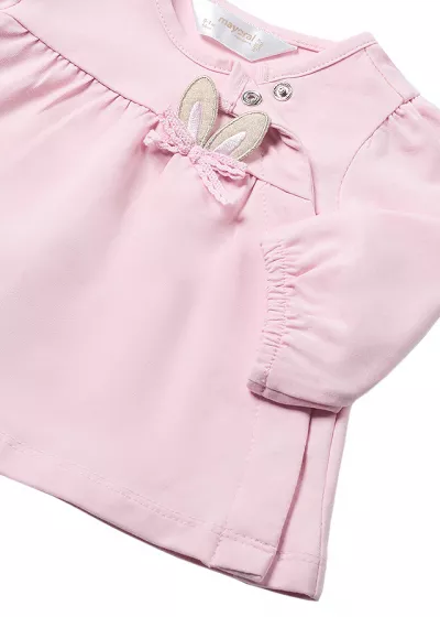 Set 2 piese Iepurasi roz - Bluza + Pantaloni cu botosi - Mayoral 4-6 luni (70 cm)