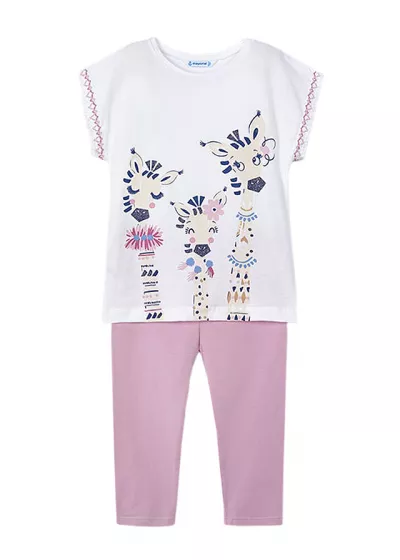 Set 2 piese lila The giraffe family Better Cotton, bluza+pantaloni - Mayoral 6 ani (116 cm)
