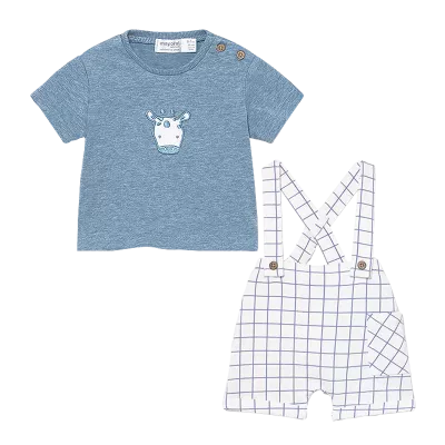 Set 2 piese - Salopeta cu carouri si tricou - Mayoral