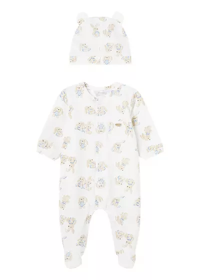 Set 2 piese Salopeta si caciulita  iepurasi - Better Cotton- Mayoral  2-4 luni (65 cm)