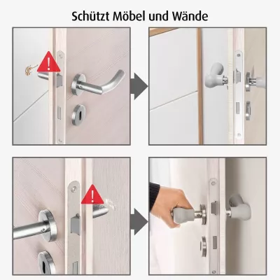 Set 2 protectii clanta usa, din silicon, acoperire completa, Reer HandleGuard 70071