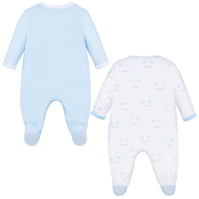 Set 2 salopete (pijamale) - Iepurasi bleu / alb - Mayoral