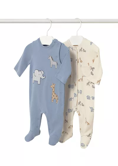 Set 2 salopete (pijamale) - bej/albastru - Mayoral 