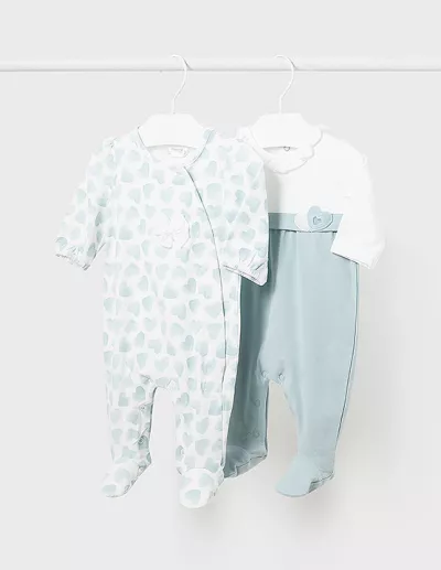 Set 2 salopete (pijamale) - Inimioare - Better Cotton- Mayoral 1-2 luni (60 cm)